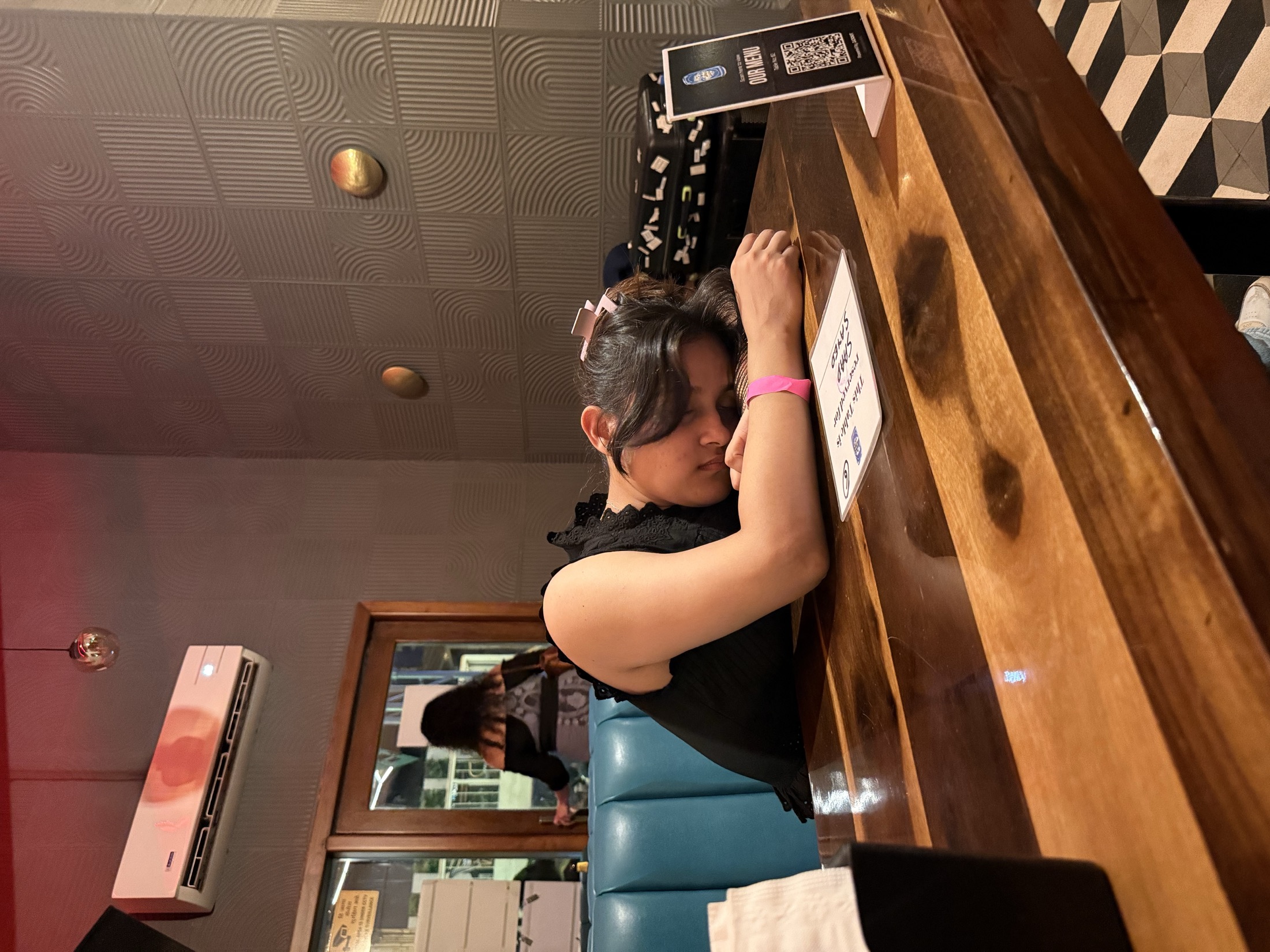 Resting at a reserved table